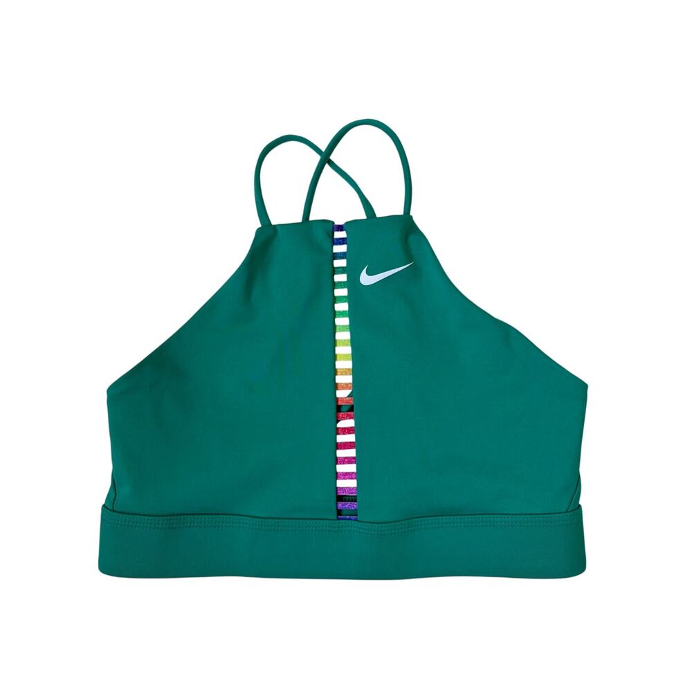 Nike Women's Indy Rainbow Ladder Sports Bra (Green) - Small